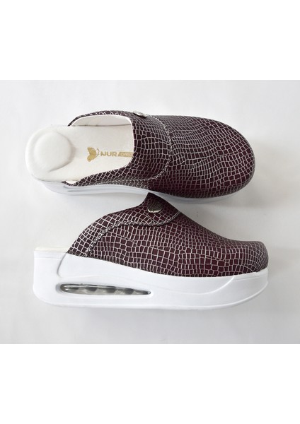 Koyu Kahverengi Gümüş Kapalı Airmax Kadın Sabo Terlik