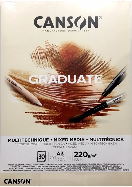 Graduate Mix Media Natural Çizim Blok 30 Sayfa A3 220 gr