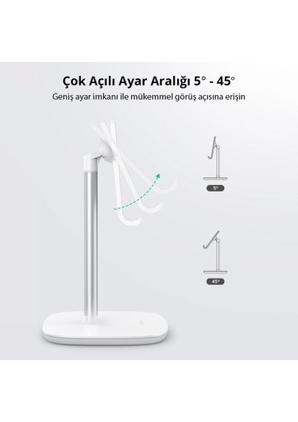 Yüksekliği Ayarlanabilir Masaüstü Telefon Standı Silver modelleri