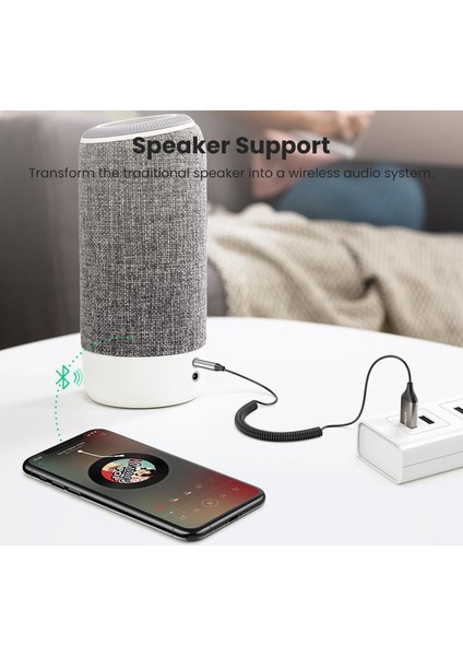 Mikrofonlu 3.5mm Aux Bluetooth 5.0 Alıcı Adaptör Araç Kiti fırsatları