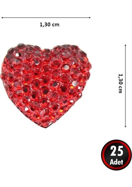 Polyester Kalp Fiyonk, 1,3 cm - 25 Adet - KIRMIZI fiyatları