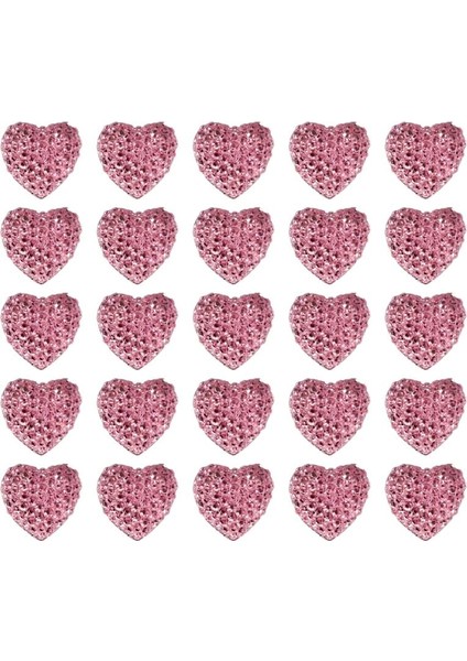 Polyester Kalp Fiyonk, 1,3 cm - 25 Adet - PEMBE