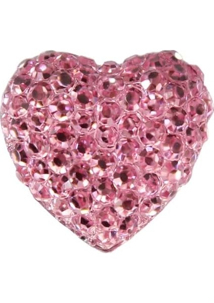 Polyester Kalp Fiyonk, 1,3 cm - 25 Adet - PEMBE