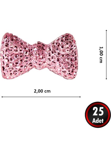 Polyester Papyon Fiyonk, 2,0 x 1,0 cm - 25 Adet - PEMBE fiyatları