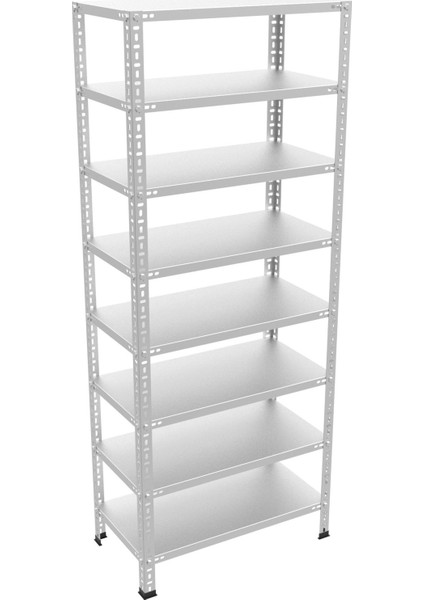 GalvanizRaf 8 Katlı Galvaniz Çelik Raf Arşiv Rafı Depo Rafı Kiler Rafı 43x93x250