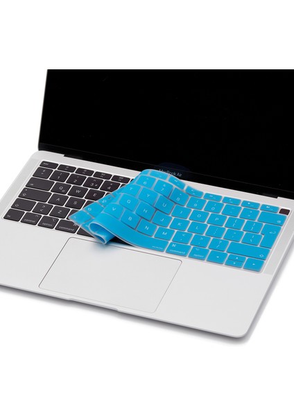 Laptop Macbook Air ile Uyumlu Klavye Koruyucu TouchID A1932 2018/19 Avrupa İngilizce Baskı