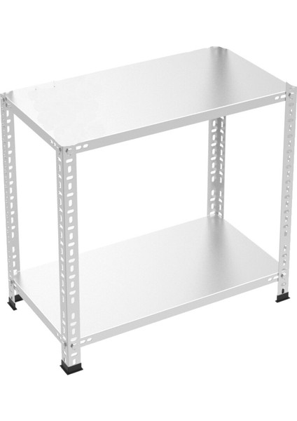 Galvanizraf 2 Katlı Galvaniz Çelik Raf Arşiv Rafı Depo Rafı Kiler Rafı 31X60X100