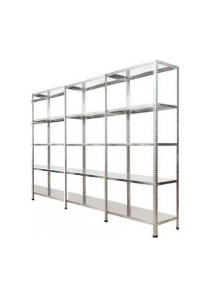 Galvanizraf 5 Katlı 3 Lü Bitişik Galvaniz Çelik Raf Arşiv Depo Kiler Rafı 31X75X200