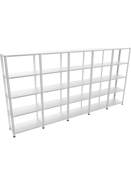 Galvanizraf 5 Katlı 5 Li Bitişik Galvaniz Çelik Raf Arşiv Depo Kiler Rafı 31X60X200