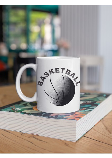 Kio Tasarım Basketball Yazılı Basketbol Topu Baskılı Kahve Çay Kupası Kupa Beyaz Porselen Mug Sevgililer-İş Arkadaşı-Doğum-Günü Hediyesi Hediye