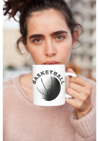 Kio Tasarım Basketball Yazılı Basketbol Topu Baskılı Kahve Çay Kupası Kupa Beyaz Porselen Mug Sevgililer-İş Arkadaşı-Doğum-Günü Hediyesi Hediye fiyatları