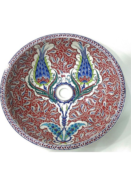 Can Seramik - El Dekoru Iznik Çini Desenli Lavabo