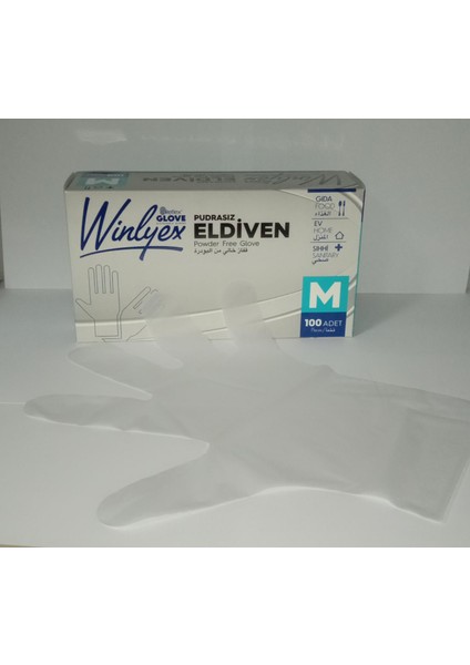 Winylex Pudrasız Hijyenik Eldiven M Beden 100'LÜ