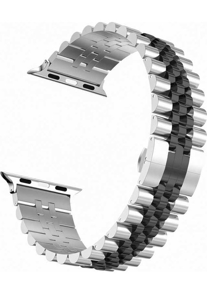 - ​​​Apple Watch 40mm - Kordon Metal Kordon - KRD-36 - Gümüş-Siyah - T16612