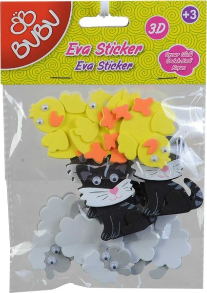 Eva Sticker Oynar Gözlü Ördek-Kedi-Koyun