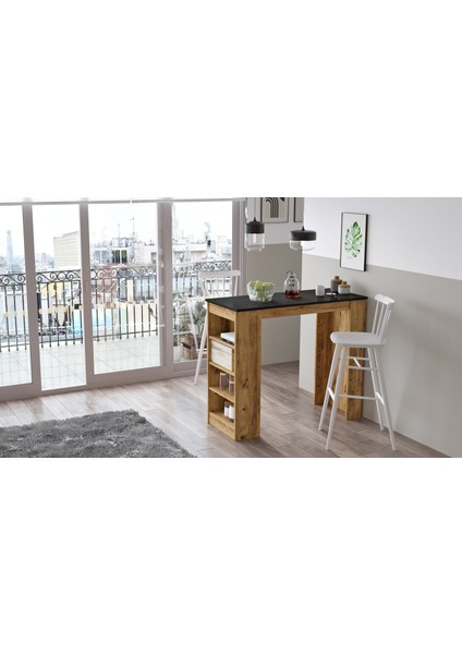 Style Bar Masası Mutfak Yemek Masası Siyah-Atlantik Çam St1-La modelleri