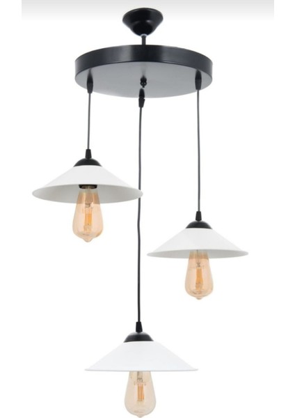 RİOLİGHT RETRO,VİNTAGE,RUSTİK 3XE27 DUYLU SİYAH METAL SARKIT AVİZE ÇAP:30CM