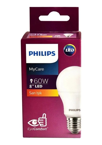 Mycare LED Lamba 8W - 60W E27 2700K Sarı Işık ( 12 Li Paket)