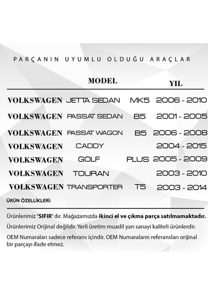 Volkswagen Golf Plus 2005-2009 Için Plaka Lambası