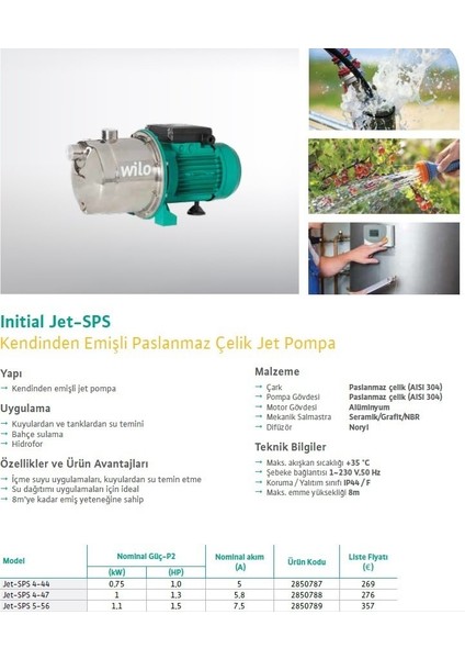 Jet Sps 4-47 Paslanmaz Jet - 1,3 Hp