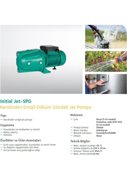Jet Spg 9-45 Döküm Pompa - 1,5 Hp