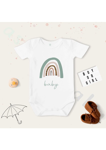 Unisex Rainbow Baby 2 Desenli Organik Bebek Body Zıbın