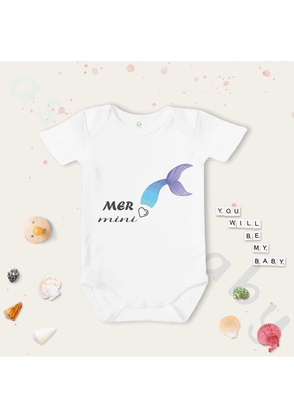 Unisex Mer Mini Desenli Organik Bebek Body Zıbın