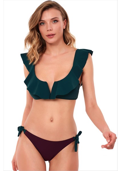 5400 Yeşil Fırfırlı Bikini Takımı