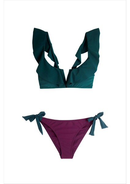 5400 Yeşil Fırfırlı Bikini Takımı