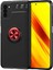 - Xiaomi Poco M3 - Kılıf Yüzüklü Karbon Ravel Silikon Kapak - Siyah-Kırmızı 1