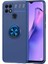 - Oppo A15 - Kılıf Yüzüklü Karbon Ravel Silikon Kapak - Mavi 1