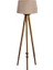 Round Leg Tripod Lambader Abajur Avize Aydınlatma Ahşap Naturel Ağaç Country Masif Doğal 1