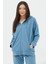 Fermuarlı Oversize Sweat - Mavi 1