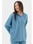 Fermuarlı Oversize Sweat - Mavi 2