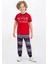 Lisanslı Skate Kırmızı Lacivert Genç Erkek Kısa Kol Pijama Takımı 1