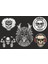5 li Motorsiklet Kask Sticker Set 1 Ad. (12X7,5) 4 Ad. (6x6) 1