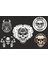 5 li Motorsiklet Kask Sticker Set 1 Ad. (12X7,5) 4 Ad. (6x6) 1