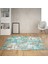 Batik Desen Renk Geçişli Dijital Baskı Yıkanabilir Kaymaz Taban Modern Salon Halısı ve Yolluk (Mavi) 1