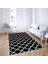 Geometrik Karo Desenli Dijital Baskı Yıkanabilir Kaymaz Taban Modern Salon Halısı (Siyah) 2