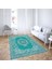 Osmanlı Motifler Desenli Dijital Baskı Yıkanabilir Kaymaz Taban Klasik Salon Halı ve Yolluk(Turkuaz) 2