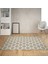 Geometrik Desenli Karo Motif Dijital Baskı Yıkanabilir Kaymaz Taban Modern Salon Halısı (Vizon2) 1