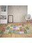 Kare Blok Desenli Dijital Baskı Yıkanabilir Kaymaz Taban Modern Salon Halı ve Yolluk (Renkli) 1