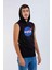 Unisex Ön Baskılı Kapşonlu Kolsuz Siyah T-Shirt 2