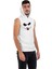 Unisex Ön Baskılı Kapşonlu Kolsuz Beyaz T-Shirt 2