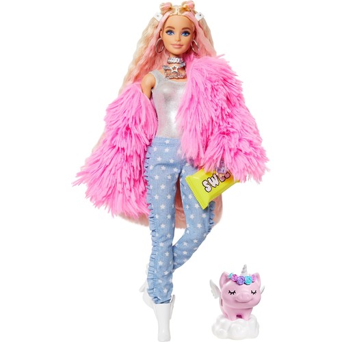 barbie extra pembe pelus ceketli unicorn oyuncakli bebek fiyati