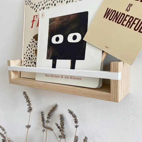 Lina Ahşap Diyarı Ahşap Dekoratif Montessori Kitaplık Iç Mekan ve Çocuk Odası Duvar Rafı