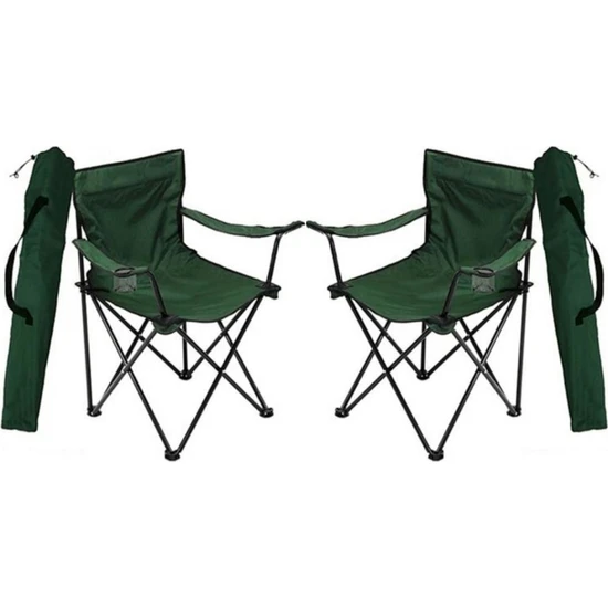 Trend Maison Rejisör Koltuğu Katlanır Kamp Plaj Piknik Sandalyesi Yeşil 2 Adet
