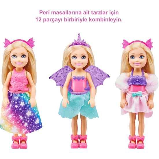 Barbie Dreamtopia Chelsea Ve Kostümleri Oyun Seti, 3-7 Yaş Arası Kızlar İçin Gtf40