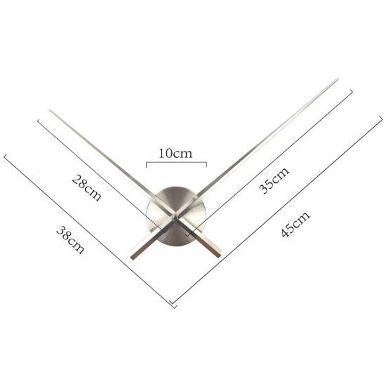 Platin Saat 3D Gümüş Ultra Büyük Boy Akrep Yelkovan Duvar Saati