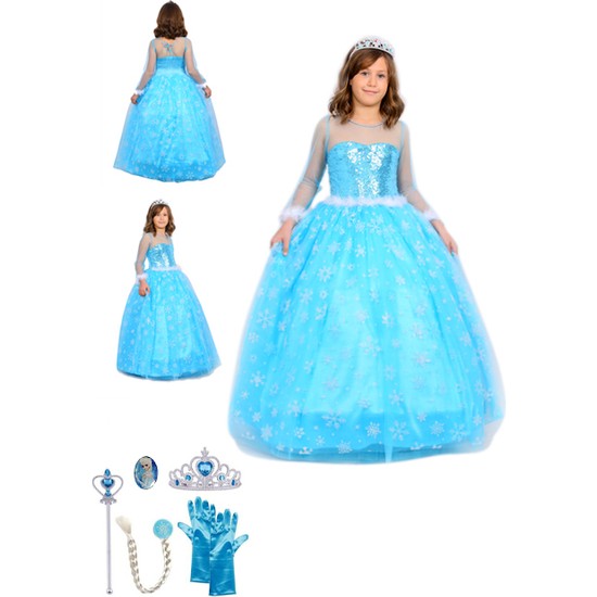 Butik Happy Kids Butikhappykids Frozen Elsa Kostümü Uzun Kollu Kasnaklı 6 Lı Set
